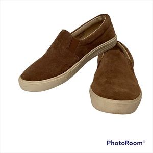 J. CREW SNEAKERS SHOES TAN SUEDE LEATHER WHITE RUBBER SOLES SIZE 7 M